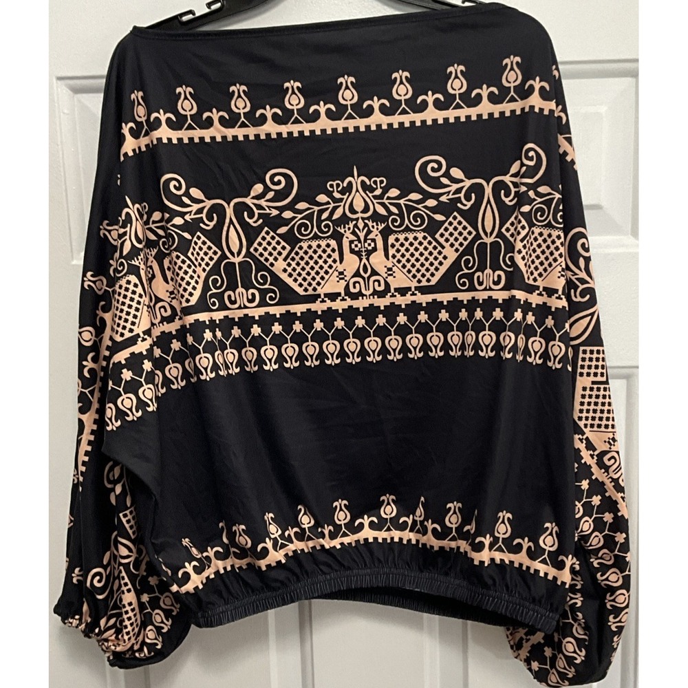 Women's SHEIN Shirt Black With Gold Patterns Business/Casual 2XL